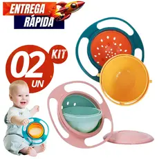 Tigela Anti derramamento 200ml Pote Mágico Giratório 360° Infantil Gyro Bowl Sem Sujeira 1un ou kit 2un