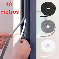 Fita de Vedação Antiruído Acústica Espuma Adesiva Vedar Som Veda Fresta Porta Janela Armário Box 10mts