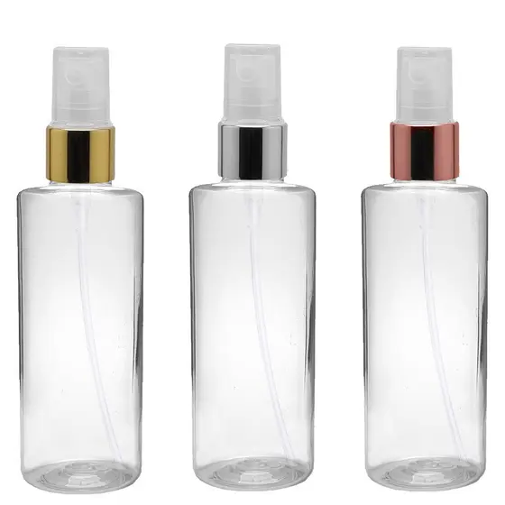 Frascos Pet 100 Ml Cil Reto Válvula Spray Metalizada Plástica ideal para perfumes álcool líquido
