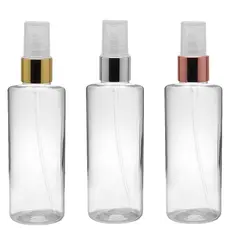Frascos Pet 100 Ml Cil Reto Válvula Spray Metalizada Plástica ideal para perfumes álcool líquido