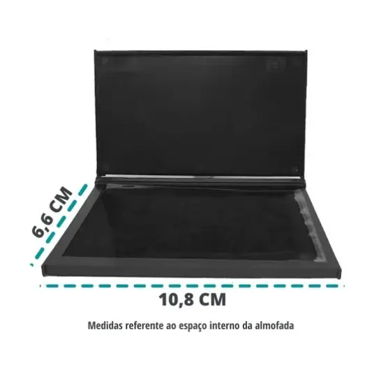 Almofada Para Carimbo N3 Preto com Tinta Aplicada 10,8 x 6,6