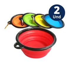 2 Comedouro Silicone Bebedouro Retrátil Portátil Silicone Passeio