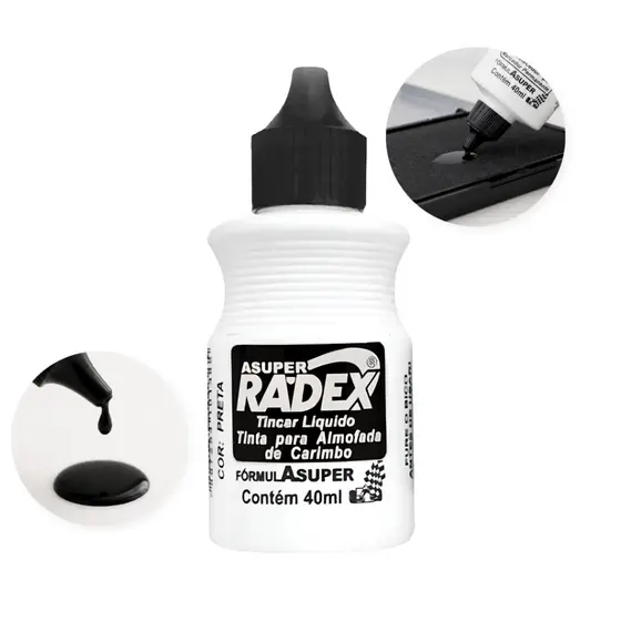 Tinta Para Carimbo Cor Preta Alto Rendimento Secagem Rápida 40ml