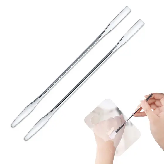 Kit Espátula Em Aço Inox Para Misturar Maquiagem 2 Unidades Ergonômica