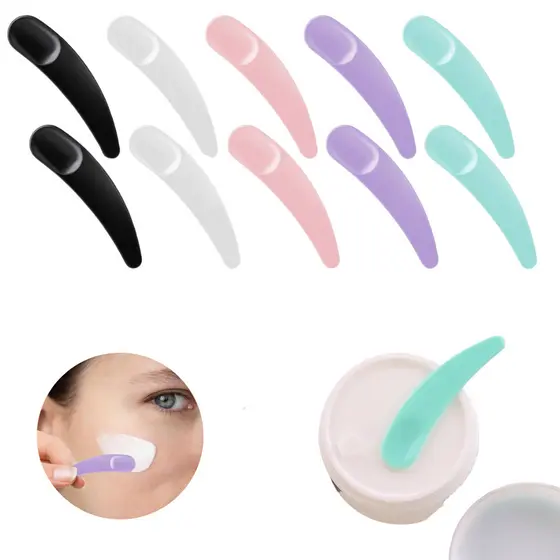 10 Mini Espátula Cosmética Redonda Máscara De Maquiagem Creme Facial