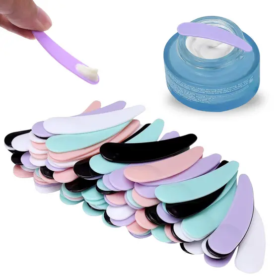50 Mini Espátula Cosmética Redonda Máscara De Maquiagem Creme Facial