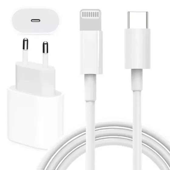 Carregador Compatível Com Lightning USB C + Fonte USB C Turbo 20w Rápido