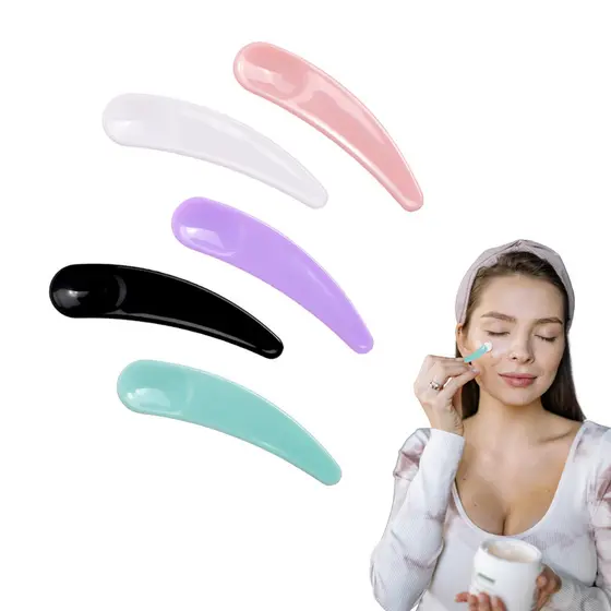 5 Mini Espátula Cosmética Redonda Máscara De Maquiagem Creme Facial