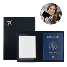 Porta Passaporte Carteira De Viagem De Couro PU Capa Para Vários Cartões Documentos