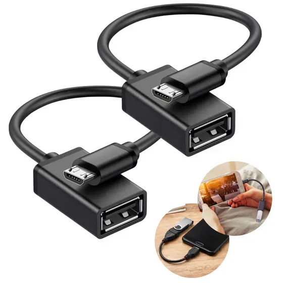 Kit 2 Cabo Adaptador Otg Usb Para Tablet Celular Micro USB V8 Pendrive Transfere Dados