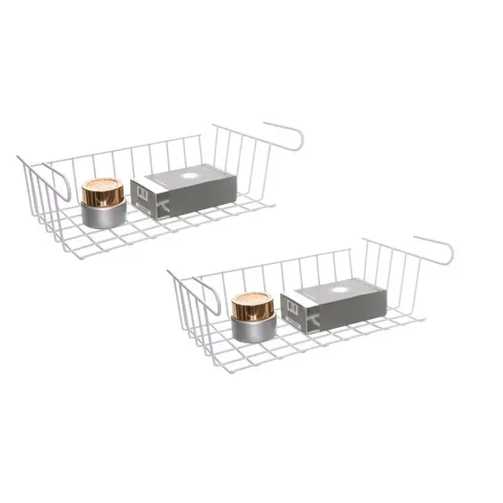 Kit 02 Gavetex Grande Cesto Organizador De Armário Prateleira Metaltru