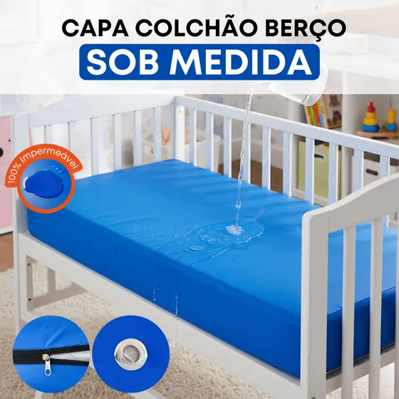 Capa Para Colchão Protetor Impermeável Berço Mini Cama Antixixi Antialérgico Sob Medida Premium
