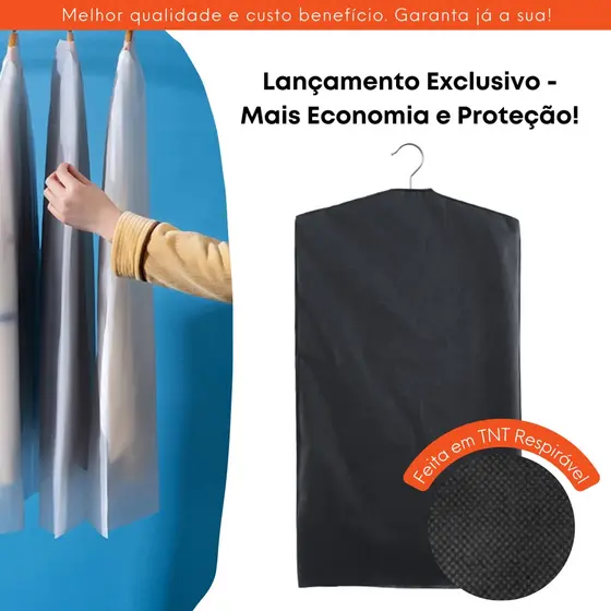 Capa Protetora Para Roupas Anti Mofo Porta Terno Jaqueta Saco TNT Organizador Livre de Poeira