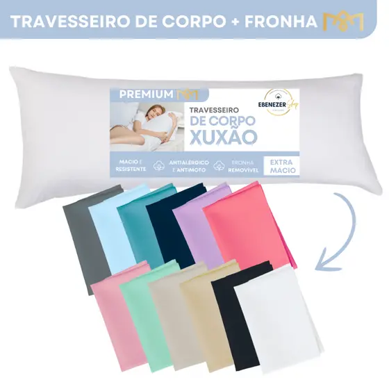Travesseiro De Corpo Gestante Xuxao Antialérgico Fibra Siliconada Macio Antimofo c/ Fronha Protetora