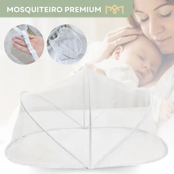 Mosquiteiro Para Ninho Redutor De Berço Enxoval Dobrável Avulso Bebê Portátil Branco