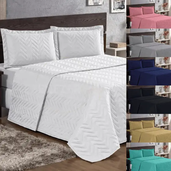 Jogo de Cama Matelado Cobre Leito 03 Peças Casal Queen e King Colcha Dupla Face Tecido Macio Premium