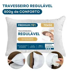 Travesseiro Regulável Fibra Siliconada 70x50cm C/ Zíper Antialérgico Firme Macio Hotel Luxo Premium