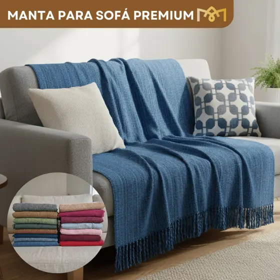 Manta P/ Sofá 2,20x1,70cm Decorativa Proteção Resistente Algodão Hotel Luxo Conforto Premium
