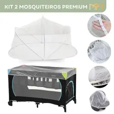 Kit 2 Mosquiteiros Portátil Dobrável Ninho E Universal Redutor De Berço Tela Carrinho Bebê Avulso