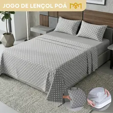 Jogo De Lençol 2, 3 e 4 Peças Petit Poá 2 Percal 200 Fios 100% Algodão Extra Macio Magnífico Premium