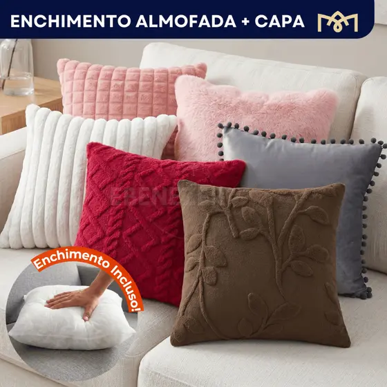 Kit 2 e 4 Capas Almofadas Toque Wave Soft Decoração C/ Enchimento Fibra Siliconada Macio Suave