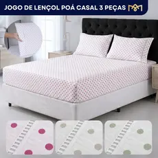 Jogo Lençol Poá Solteiro, Casal E Queen Conforto Durabilidade Toque Suave 400 Fios Elástico Premium