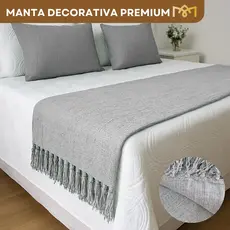 Manta Peseira Decorativa Cama e Sofá 2,20 x 1,70cm Algodão Confortável Toque Macio Luxo Premium