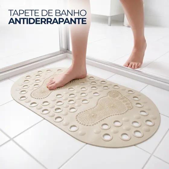Tapete Para Box Antiderrapante Pés Banheiro Com Ventosas 33x66cm Alta Fixação Segurança PVC Chuveiro