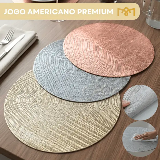 Jogo Americano Impermeável Sousplat Mesa Posta Elegante Proteção Desing Moderno Premium