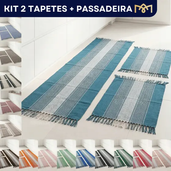 Conjunto Passadeira Para Cozinha 3 Peças Algodão Macio Rústico Com Franjas Design Moderno Macio