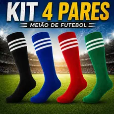Kit 1 Par ou 4 Pares Meião de Futebol Cano Alto Listras Meia Jogador Adulto Esporte Treino