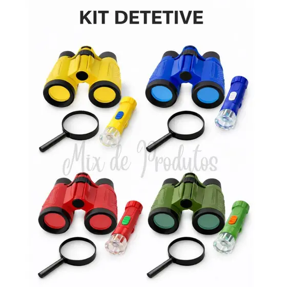 Kit Detetive Infantil Binóculo Lupa Lanterna Adventure