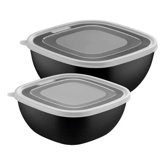 Jogo de Potes Tramontina MixColor Preto com Tampa Transparente 2 Peças 2 litros e 4 litros