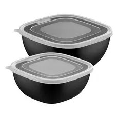 Jogo de Potes Tramontina MixColor Preto com Tampa Transparente 2 Peças 2 litros e 4 litros