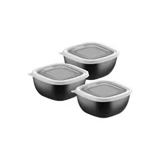 Jogo De Potes Tramontina Mixcolor Preto 300ml C/tampa 3 Un