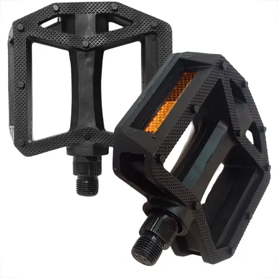 Pedal De Bicicleta Nylon Plataforma Paco 9/16 Rosca Grossa Com Pinos Antiderrapantes Leve Resistente
