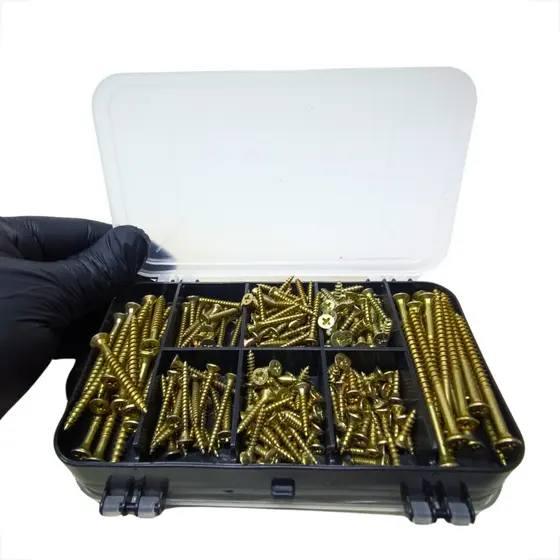 Kit 300 Parafusos E Buchas Chipboard Philips com Estojo