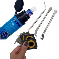 Kit de Reparo de Câmara e Espátulas de Aço para Bicicleta