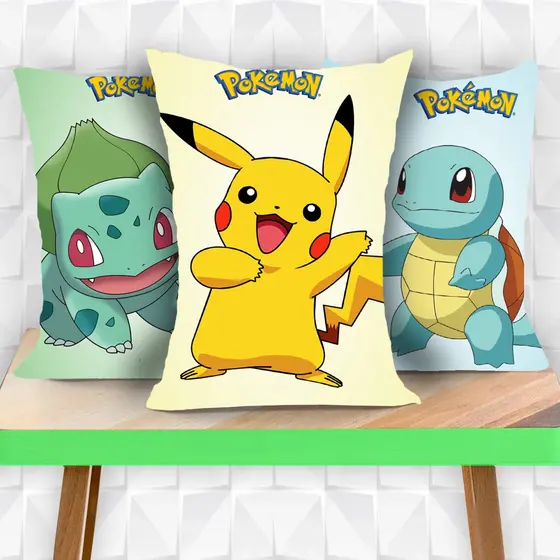 Almofadinhas decorativa Pokemon (presente gamer anime desenho japones pikachu naninha infantil coleção)  enfeite quarto