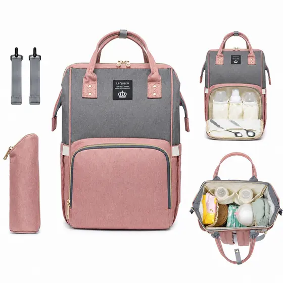 Mochila Bolsa Maternidade Lequeen Original Porta Mamadeira Menina Menino