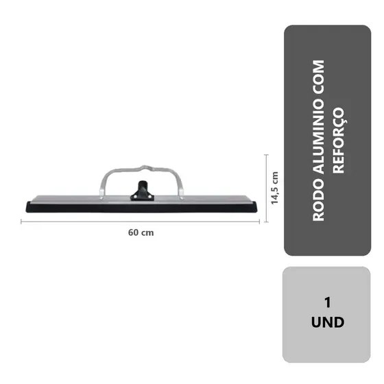 1 Rodo Alumínio Duplo EVA Com Reforço Grande 60cm Sem Cabo Puxa Seca Limpa Piso Multiuso Reforçado
