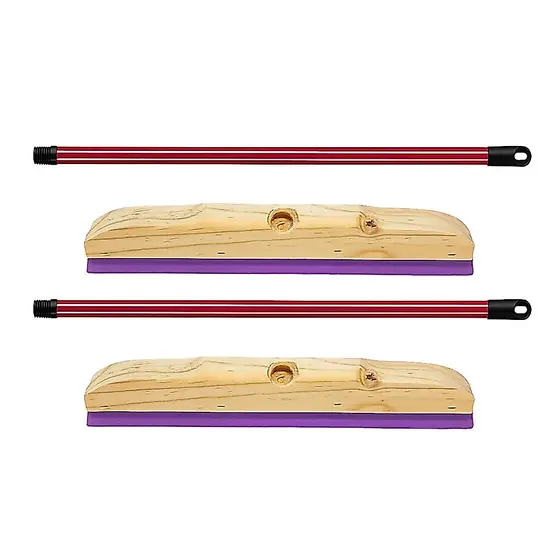2 Rodos Madeira Duplo 30cm EVA Reforçado Com Cabo Puxa Seca Banheiro Cozinha Quintal Multiuso Oferta