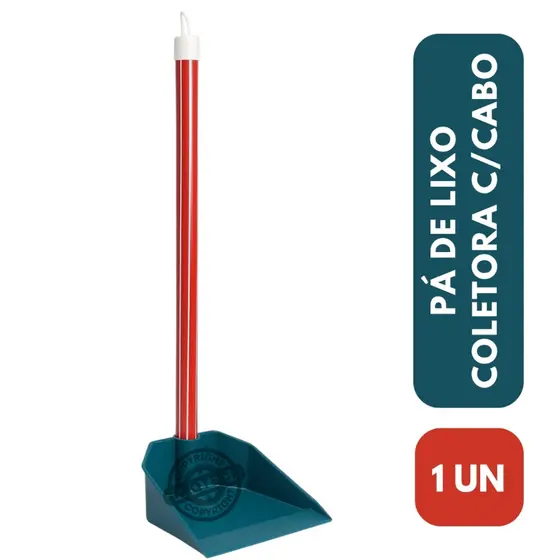 1 Pá De Lixo Coletora Grande Reforçada Tipo Noviça Com Cabo Longo Pazinha Doméstica Multiuso