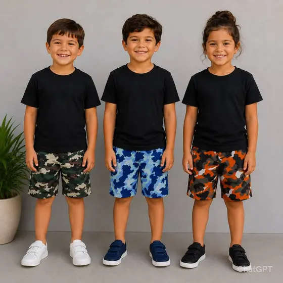 Bermuda Estampada Camuflada Algodão Barato Verão Masculino Infantil Menino Tamanho 1 2 3 4 6 8 10