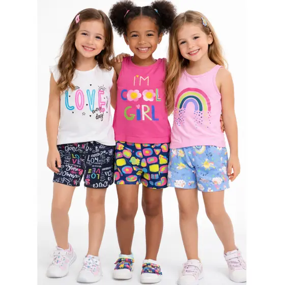 Kit 6 Peças De Roupas Feminino Infantil Menina  Barato Primavera Verão Tamanhos 1/2/3