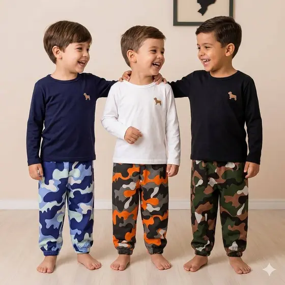Conjunto Mauricinho Masculino Infantil Meia Estação Menino Calça Jogger Camisa Tamanhos 1/2/3/4/6/8