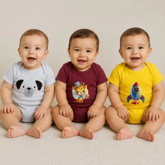 Kit 3 Body Manga Curta Estampados Sortidos Bebe Masculino ou Unissex Recém Nascido P ao GG