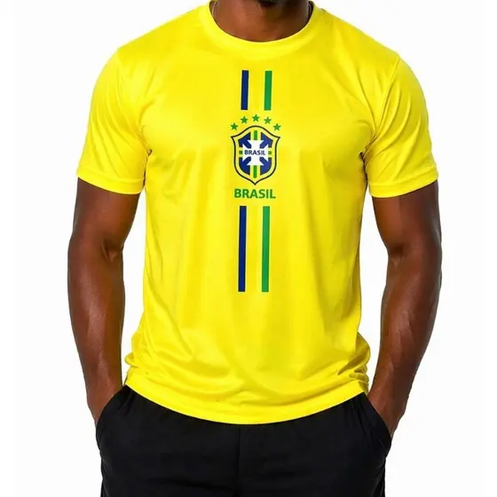 Camisa Brasil Masculina Adulto Homem Tamanho P M G GG