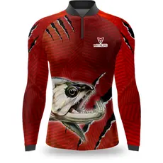 Camisa De Pesca Matreiro Cachorra Red Com Proteção Uv50 Envio Imediato