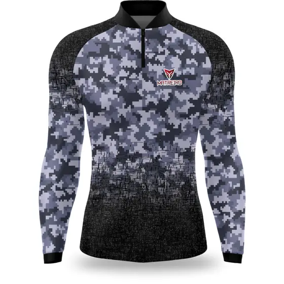 Camisa De Pesca Matreiro Camuflado Cinza Com Proteção Uv50 Envio Imediato